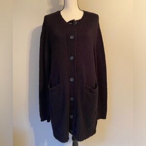Simply Vera Vera Wang Black Long Button Down Cardigan Sweater | Women's Size L